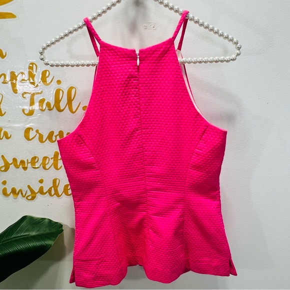 LILLY PULITZER Annabelle Pink White Halter Tank Top Blouse Size 0 - Picture 8 of 11